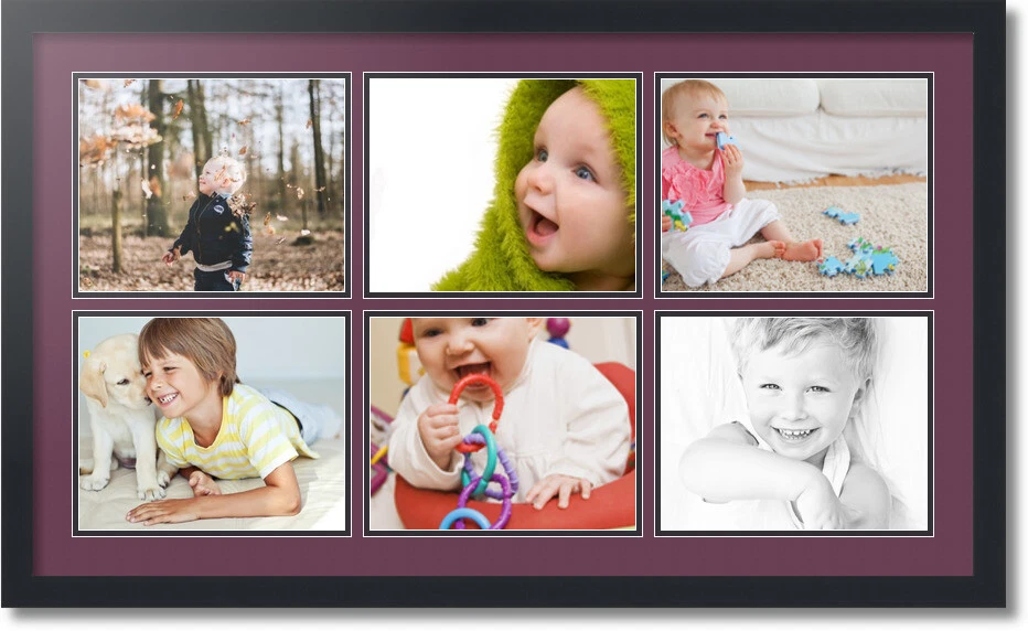 ArtToFrames Collage Mat Picture Photo Frame 6 8x10" Openings in Satin Black 92 - Image 1 of 1