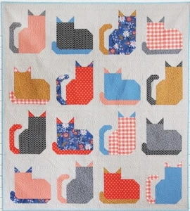 Feline Drive Fabric KITTY CATS Quilt in 3 Sizes Cluck Cluck Sew PATTERN ONLY! - Picture 1 of 9