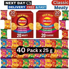 Walkers Meaty and Classic Variety Multipack Crisps 20 & 40 X 25G - Choose