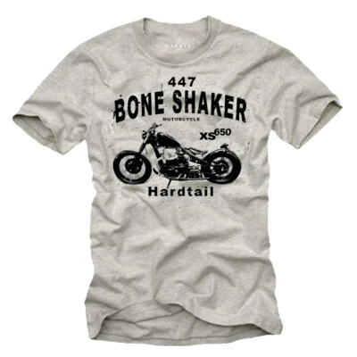 MAKAYA T-shirt uomo moto vintage con chopper XS 650 - maglia biker uomo d'epoca