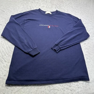 Camiseta De Colección Northern Michigan Azul Marino Manga Larga Para Hombre Talla Grande L Foto 1 de 4