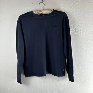 Athleta Girl Supima Oversized Top Long Sleeve T-Shirt Large 12 Navy Sports New - Picture 1 of 8