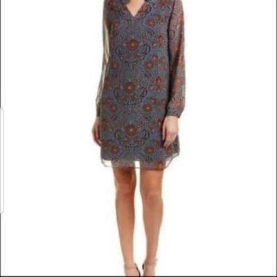 CABI Provincial Floral Print Dress Blue Sz S #3295 EUC - Image 1 of 4