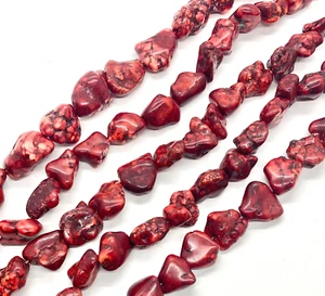 Rote Magnesit glatte NUGGETPERLEN ca. 22x20mm 16-20 Stück 16 Zoll Litze - Bild 1 von 5