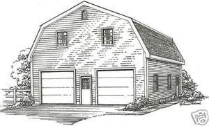 30 x 36 2 Car Gambrel Garage Building Plans w/Loft - Picture 1 of 2