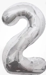 40" NUMBER (2) BALLOONS - Self Inflated Air/Helium - Foil Balloons - SILVER - Picture 1 of 1