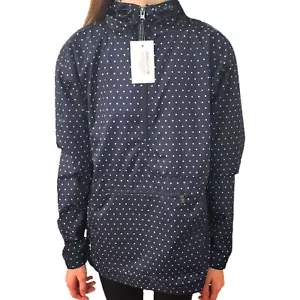Charles River Windbreaker Raincoat Jacket Womens Medium Polka Dot Zipper Pockets - Picture 1 of 9