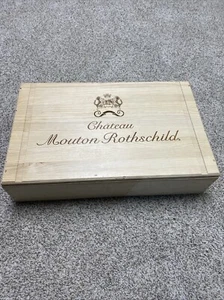 Mouton Rothschild First Growth Bordeaux 6 Bottle Wooden Wine Box Resting Lid - Picture 1 of 10
