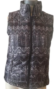 Say What? Women’s Size Medium Puffer Jacket Vest Black Gray Full Zip Pockets S - Picture 1 of 5