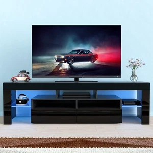 51"/63" Modern High Gloss LED TV Stand, Entertainment Center for 32"-70" TV - Picture 1 of 28