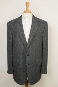 d'Avenza NWT Blue Gray Geometric Wool Cashmere Angora 2 Button Sport Coat 46 US - Picture 1 of 4