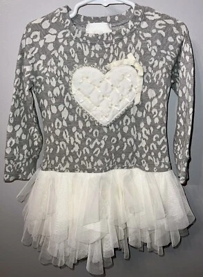 Suéter túnica con tutú con estampado de leopardo para niñas - usado en excelente estado - talla 4T Foto 1 de 4