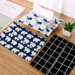  4 Pcs Tissue Box Japanese Style Cotton Linen Paper Towel Holder Foldable Fabric