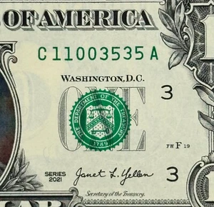 (UNC) Dos pares consecutivos (1s) (0s) repetidor (35s) dólar número de serie de lujo - Imagen 1 de 4