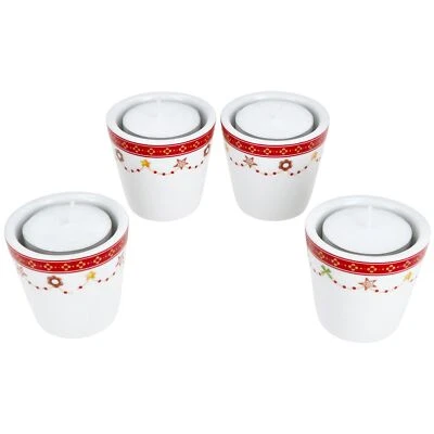 4x Teelichthalter Weihnachtstraum H 5,1cm Stabkerzen Kerzenständer Weihnachten  - Bild 1 von 4