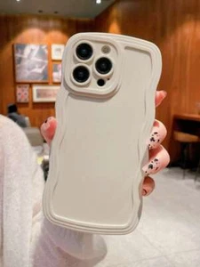 Beige Wavy Phone Case For iPhone 16 15 14 13 12 11 Pro Max 7 XR Shockproof Cover - Picture 1 of 4