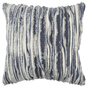Rizzy Home Recycled Denim Frayed Edge Stripe Poly Filled Décor Pillow, 20" x 20" - Picture 1 of 10