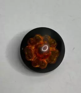 Chanel Vintage Brown Resin Amber Camellia Small Button on Black Background - Picture 1 of 4