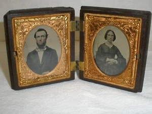 Antique Double Daguerreotype Photograph Man and Woman Ninth Plate - Picture 1 of 6