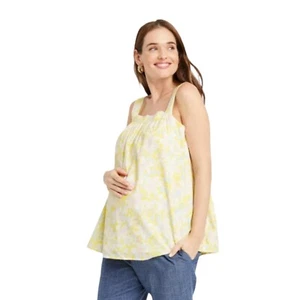 NWT The Nines By Hatch Floral Cotton Tank Top Yellow White Target Maternity XXL - Picture 1 of 8
