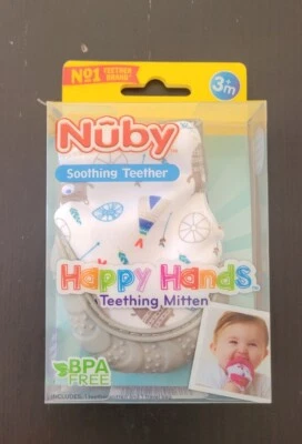 Nuby Soothing Teething Mitten with Hygienic Travel Bag, Grey, 1 Count - Image 1 of 4