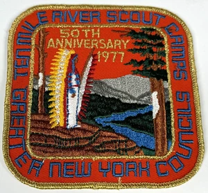 Vintage 1977 BSA Boy Scouts Ten Mile River Scout Camps SEW ON 5" Patch - Picture 1 of 4