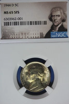 1944 D NGC MS65 5FS JEEFERSON NICKEL #B51211 - Image 1 of 2