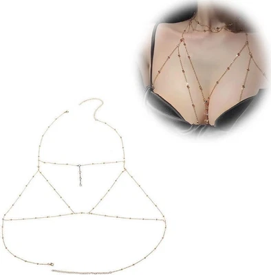 Scintillante Cristallo Catena Del Corpo Argento Strass Bling Catena Del Reggisen - Immagine 1 di 4