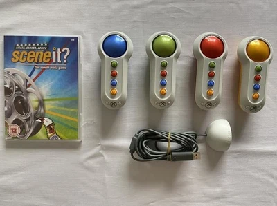 Scene It? Lights Camera Action 4x Big Button Wireless Buzzer Controllers + Game - Image 1 of 4