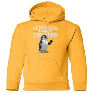 Penguins Against 47 - Anti Tariff Protest Youth Hooded Sweatshirt - Picture 1 of 9
