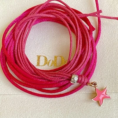 Dodo Pomellato Collana Ciondolo Stella Oro Rosa Smalto Fucsia Granello Argento - Immagine 1 di 4