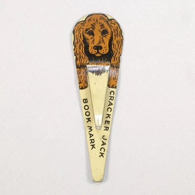 1930s Cracker Jack Advertising Dog Bookmark Vintage Tin Toy Prize - Image 1 of 3