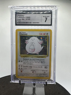 Pokemoh TCG CGC Near Mint 7  Base Set Unlimited Chansey 3/102 Holo Rare NM - Image 1 of 4