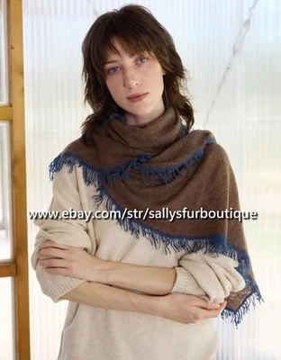 Монгольский вязаный кашемировый продолговатый шарф шаль кисточки 180 * 45 см Sallys Boutique - Изображение 1 из 4