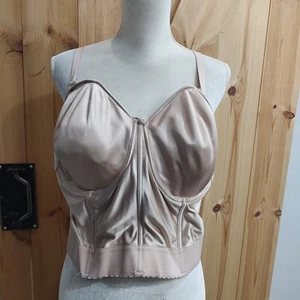 Vintage Goddess Damen Vollfigur Satin Korsett BH Gr. 46D Nude Verstellbar Trägerlos - Bild 1 von 9