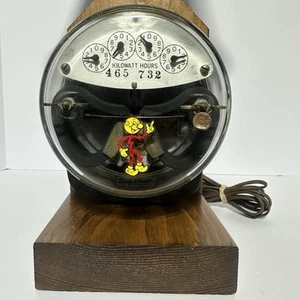 Vintage Steampunk Electric Meter Lamp Enclosed Rustic Wood Industrial Unique 80s - Picture 1 of 6