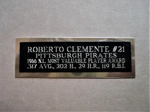 Roberto Clemente Pirates 1966 NL MVP Award Baseball Card Plaque Nameplate 1 X 3 - Picture 1 of 12