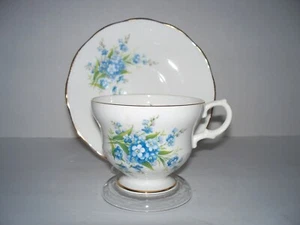 Blue Floral Teacup & Saucer by Rosina Fine Bone China - Picture 1 of 2