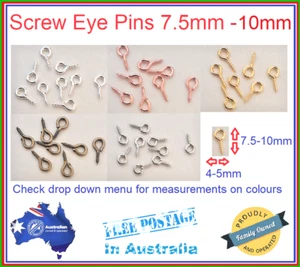 50x Small Screw Eyes Hooks Eye Pins Findings DIY Jewellery 7.5 / 10mm Length - Picture 1 of 13