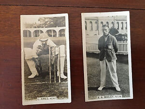 W.D & H.O WILLS 1928-29 Photograph Cricket Cards A.A.Mailey NSW L.Ames Kent