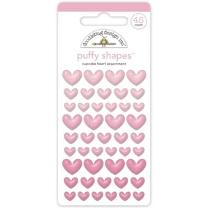 Doodlebug ~ PUFFY SHAPES ~ Cupcake Hearts Assortment - Picture 1 of 1