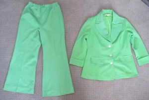 Vintage 1960's Jantzen 2 Piece Jacket and Pants Lime Green Polka Dot - Picture 1 of 11