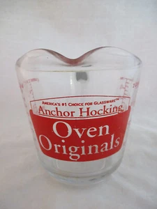 Forno Anchor Hocking Vintage Originale 2 Tazze ~ 1/2 Litro Misurino Etichetta Rossa 496 - Foto 1 di 5