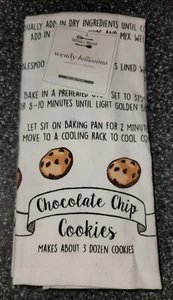 New Set Of 3 Kitchen Towels Chocolate Chip Cookie Recipe Wooden Spoon Grey - Picture 1 of 4