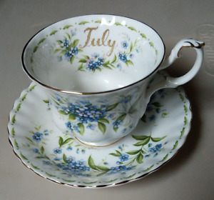 Royal Albert Flower of the Month Series July Forget Me Not Cup & Saucer DAMAGE