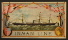 Inman Line Royal & United States Mail Steamers VTG Karta handlowa 5,5" Sir Joseph