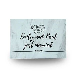 Tabla de cortar personalizada vidrio templado recién casado personalizado regalo para recién casados - Imagen 1 de 8