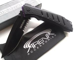 Purple Pocket Knife Tip Up Carry EDC Serrated Black Blade Spring Assisted - Picture 1 of 5