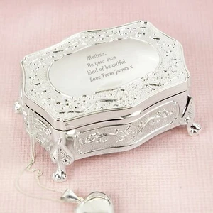 Personalised Any Message Small Antique Style Trinket Jewellery Box. Gift For Her - Picture 1 of 5