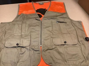 Gander Mountain Khaki/Blaze Hunting Fishing Cargo Vest large NWOT Lightweight - Picture 1 of 5